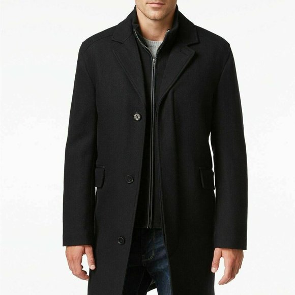 Cole Haan Wool Blend Overcoat W/ Merino Wool Bibb - Picture 1 of 10